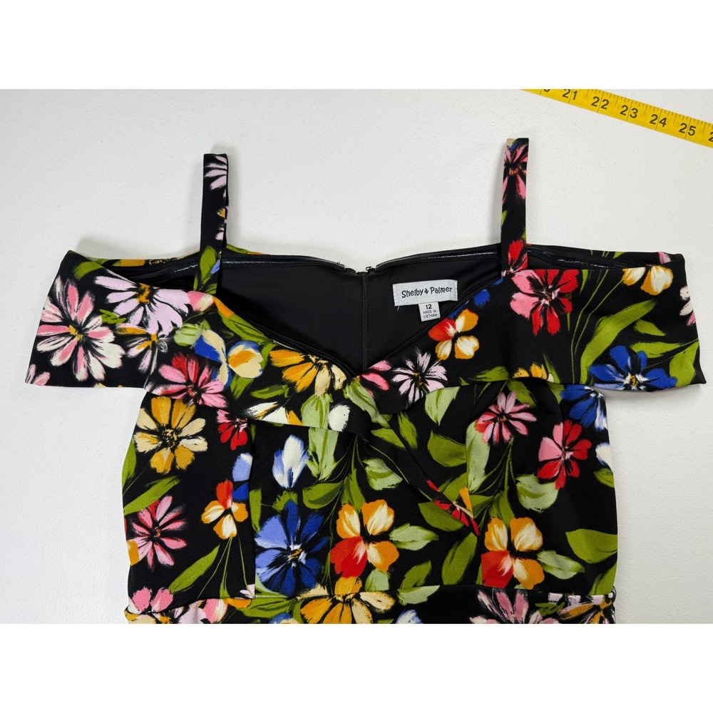High Low Dress Womens 12 Floral V-Neck Black Multi Tropical Vacation Cruise - Picture 4 of 9